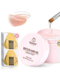 Hema Free Hard Gel Kit 9 in 1 for Nail Extensions and Strengthening with brush, nail forms, and open gel jar