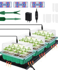 Top Notch Seed Starter Kit With Heat Mat And Grow Lights 3 Pack Trays With 36 Big Cells Adjustable Humidity Vents shown with seedlings