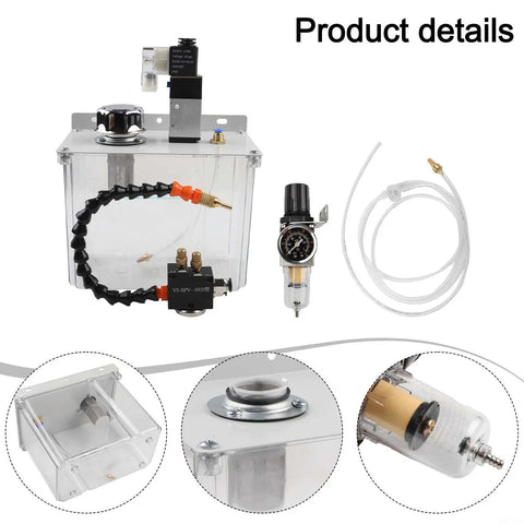 Shop Tough 3 Liter Machine Tool Cooling Sprayer With Pressure Regulator And Solenoid Valve components in clear housing.
