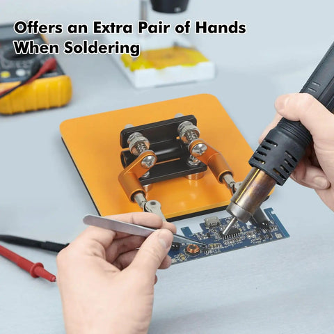 Magnetic Helping Hands Soldering Station With Stable Base And Four Handy Flexible Arms for electronics repair and DIY crafting.