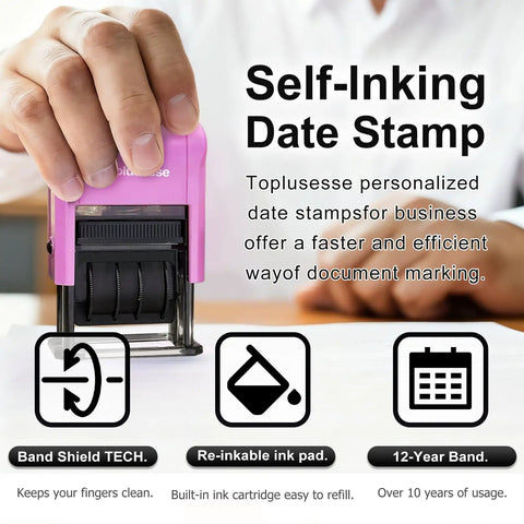 Self Inking Date Stamp with Received feature, compact design, easy refill, suitable for daily paperwork, Deadly Accurate Self Inking Date Stamp With Received Phrase Smooth Dual Blue Ink And Fresh Red Number Band 12 Year Adjustable Office Desk Essential For No Sweat Daily Paperwork.