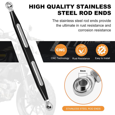 Beefed Up Shifter Linkage For Harley Touring Models 1986 To 2024 With Extended Reach Forward Controls Improve Shifting Smoothness And Quick Gear Changes For Touring Bikes With Easy Install And Durable Build, 8mm stainless steel rod ends