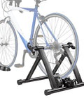 Magnetic Indoor Bike Trainer For 26 To 28 Inch And 700C Wheels with attached bicycle, front riser block visible