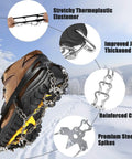 Ice Cleats For Boots Anti Slip Crampons With 19 Stainless Steel Spikes Traction Grips For Hiking Walking Fishing Mountaineering