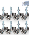 Eight Pack 4 Wheel Silent Trolley Assembly Rollers For One And Five Eighths Inch Wide Strut Channels With M10 Bolt