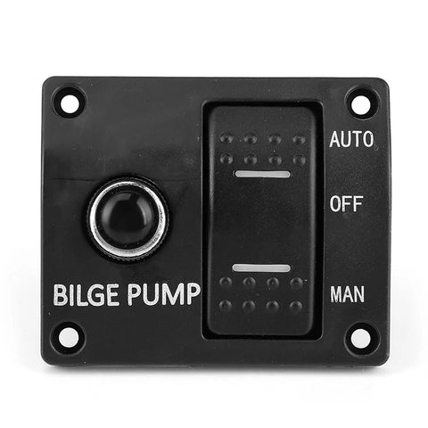 3 Way Marine Bilge Pump Panel with LED Indicator Built In 15A Circuit Breaker 12V 24V DC 3 Position Automatic Off Manual Rocker Switch for Boats