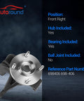 Front Steering Knuckle And Wheel Bearing Hub Assembly For Ford Focus 2006 2007 2008 2009 2010 2011 Right Passenger Side Replacement LK004 698406