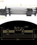 CNC Linear Stage Actuator With Double Optical Axis Slide Rail And 1204 Ball Screw, aluminum alloy, detailed measurements shown