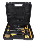 Badass Brushless Cordless Drill Kit 1500 Rpm With 25 Plus 1 Adjustable Torque Settings Heavy Duty 45 Newton Meter Motor tool set in black carrying case.