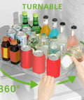 Rectangular Lazy Susan Organizer For Large Refrigerator With 360 Degree Turntable 16.54 Inch Rotation Shelf showcasing drinks