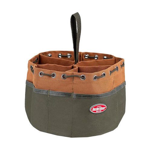 Canvas Organizer Parachute Bag With 19 Pockets For Nails Screws And Bolts Brown Heavy Duty Tool Pouch For 5 Gallon Buckets Reinforced Ripstop
