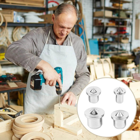 Man using Pro Grade 40 Piece Carbon Steel Dowel Alignment Pins Set For Precision Center Marking In Woodworking And DIY Projects