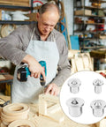 Carpenter using drill, Forty Piece Dowel Center Transfer Plugs With Sharp Point Pro Grade Quick Woodworking Alignment Tool Set In Four
