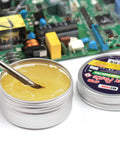 Open tin of Rosin Solder Flux Paste For SMD BGA LED PCB IC CPU Electronic Repair And Soldering, Fast Drying, Non Conductive Flux