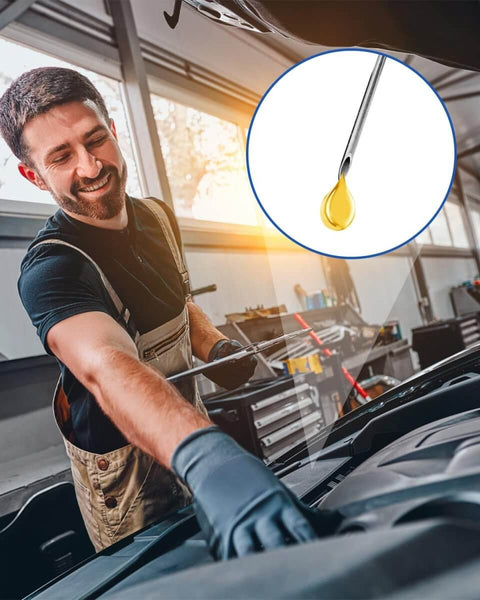 Mechanic using 8 Piece Grease Gun Needle Tip Set For DIY And Pros 18 Gauge Stainless Steel Mini Syringe Nozzles on car engine