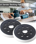 Eight Hole Five Inch Hook And Loop Sander Backing Pad Replacement For RS035 Compatible, shown in use on wood surface