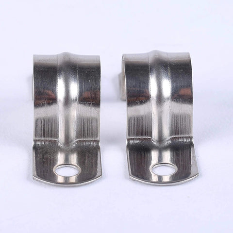 Pair of 1-1/2 in stainless steel pipe strap clamps with mounting holes