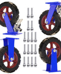 Heavy Duty Industrial Caster Wheels Set Of Four Featuring Silent Shock Absorbing Rubber Treads And Reinforced Steel Plates with locking brakes
