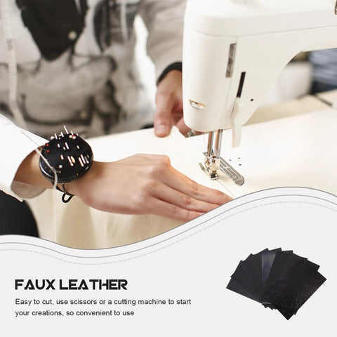 Epic Black Pu Faux Leather Sheets Craft Kit 8 PCS For Jewelry Earrings Hair Bow Making Home Decor Diy Leatherette Fabric Supplies, sewing