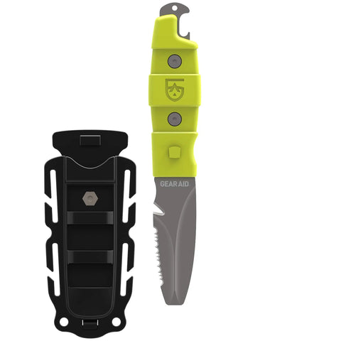 Blunt Tip Paddle Knife With Serrated Blade And Quick Release Sheath Titanium Coated Three Inch Blade For Cutting Rope Fishing Line