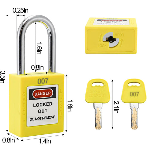 10 Pack Lockout Tagout Locks With Unique Keys Per Lock Yellow Padlocks For Lockout Tagout Stations And Devices