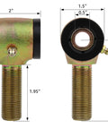 Three-Quarter Inch Threaded Bushing Kit for Four-Link Suspension and Replacing Worn Rod Ends and Suspension Bushings, Heavy-Duty Chromoly Polyurethane Bushing Set Includes Right and Left Hand Thread Bushings, Two Pack shown with measurements