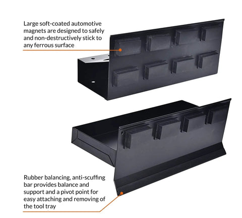 Magnetic Toolbox Tray Set With Two Heavy Duty Rubber Coated Trays Can And Screwdriver Caddy Paper Towel Holder Garage Storage Organizer