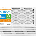 10x20x1 Air Filter MERV 8 Pleated 6 Pack For Furnace And AC Returns, Close-up Stack With Packaging Label Visible