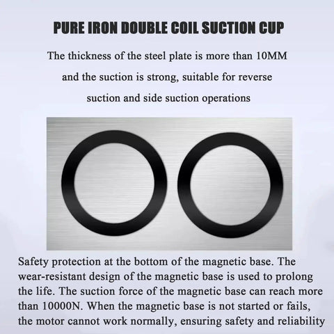 Pure Iron double coil suction cups designed for 10MM+ steel plates, suitable for reverse and side suction operations.
