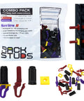 80 Pack Front Install Rack Mount Studs Set With 40 Red 2.2 mm And 40 Purple 3.2 mm Pieces For 19 Inch Racks With Square Punched Rails Cage Nut Free Quick Mount Solution in combo pack and individual pieces with mounting detail
