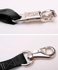 Close-up of bull snap and panic snap on Two Pack Adjustable Horse Trailer Tie Straps 25 To 37 Inches, Heavy Duty Nylon, Black