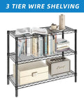 Adjustable Three Tier Metal Wire Shelving Unit In Sleek Black With Flexible Height Configuration Easy Peasy Assembly for books and decor.