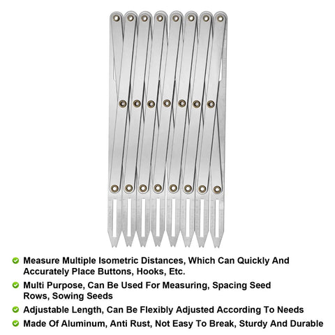 Expanding Sewing Gauge 24.4 Inch for Quilting and Crafting, Equal Spacing Divider and Button Guide, Pleat and Eyelet Spacing Tool, Handy Equidistant Measuring Ruler for DIY Projects, aluminum folding ruler