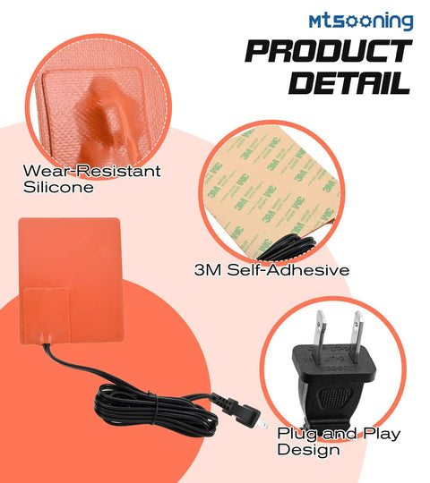 2Pcs Silicone Engine Block Heater Pad, 4X5 Inch, 150W 120V with 3M self-adhesive and plug-in design for easy installation.