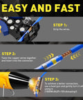 Steps for using 120Pcs Solder Seal Wire Connector Kit With 3 In 1 Automatic Wire Stripper Tool, 10 To 24 AWG, Waterproof Heat Shrink Butt Terminals