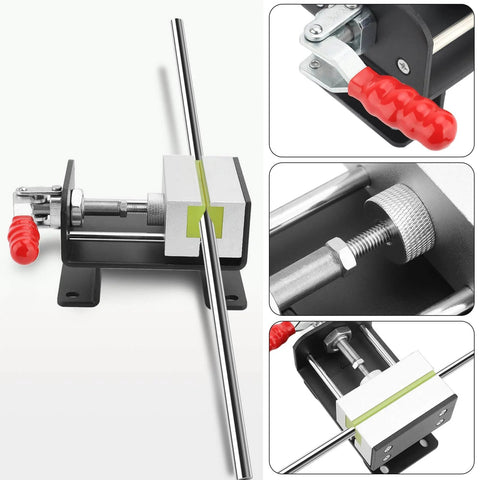 Heavy Duty Golf Shaft Clamp For Quick Shaft Replacement And Club Grip Setup Aluminum Vise Clamp Grip Tool displayed from various angles