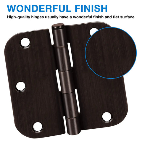 Close-up of 18 Pack Oil Rubbed Bronze Door Hinges For Indoor Doors Three And A Half Inch Six Hole Front Door And Cabinet Hinge