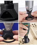 Premium 2 Piece Mini Electric Grinder Positioner Rotary Tool Grinding Locator Holder For Drills And Milling Cutters in use on wood.