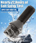 M14x1.5 28mm Shank Wheel Lug Bolts With 17mm Hex Conical Acorn Seats, salt spray test showcasing rust-resistant properties.