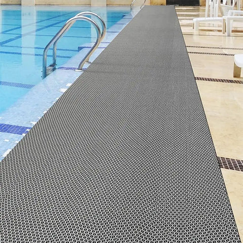 Heavy Duty Drainage Mat 3x16 ft PVC Grippy Non Slip Floor Mat With Holes For Drain Deck Pool Kitchen Grease Resistant Anti Fatigue