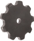 9 Tooth Engineered Roller Chain Sprocket With Type A Hub And 1.5 Inch Bore Designed For Ansi 124 Chains, front view, black steel material.
