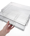 Sleek stackable storage bin made of clear heavy duty PET plastic, ideal for organizing underwear and socks. Revamp Your Drawer Routine With These Slick Stackable Underwear And Sock Storage Bins Crafted From Heavy Duty Pet Plastic To Keep Your Closet Super Clean And Fully Sorted.