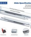 Undermount Drawer Slides 21 Inch 1 Pair Soft Close Full Extension Bottom Mount With Rear Mounting Bracket And Locking Devices