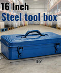 Portable Steel Toolbox 16 Inch With Double Latch Closure And Easy Carry Handle Blue Tough As Nails Heavy Duty Metal Toolbox