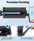 Bead Roller Machine For Sheet Metal With 12 Inch Throat Depth, showcasing gear-driven roller and detachable handle in use