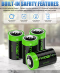 Top Shelf 3.6V Half AA LS 14250 ER14250 Lithium Batteries With Rated 1200 Mah showing safety features for reliable operation.