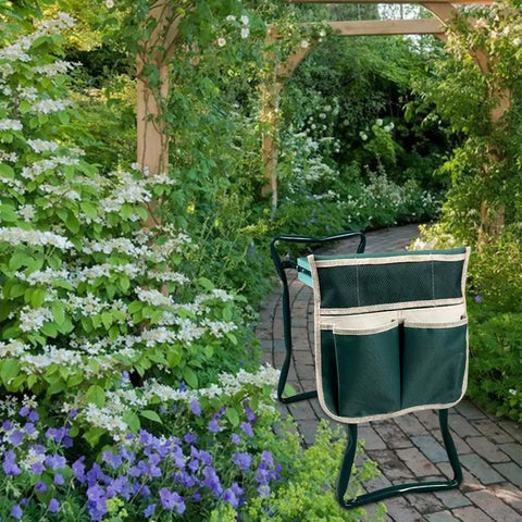 Durable Garden Tool Pouch With Side Pockets And Portable Folding Kneeler Bag Made From 600D Oxford Cloth for gardening tools