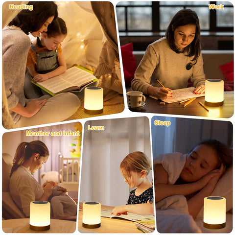 People using Go-To Night Light Touch Lamp With Built In Battery RGB LED Desk And Bedside Lamp 360 Degree Touch Control for reading and relaxing at home