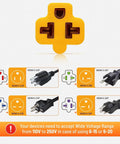 Outdoor 12 Inch 15 Amp To 20 Amp T Blade Extension Cable Waterproof 12AWG SJTW showing multiple NEMA configurations