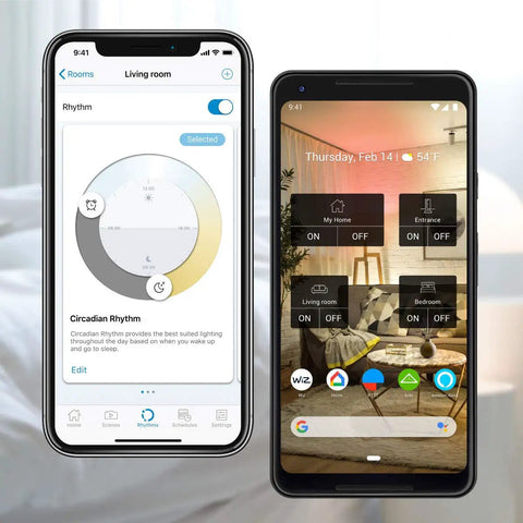 Smartphone apps controlling 60W Equivalent A19 Smart LED Bulbs With RGB Color Changing, Tunable White, No Hub Needed, Works With Alexa
